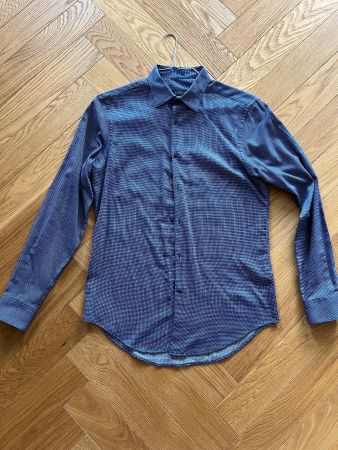 Zara Man Hemd Slim Fit Gr. M blau/weiss gepunktet