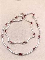 Vintage 925er Silber Collier Halskette mit Granate Top