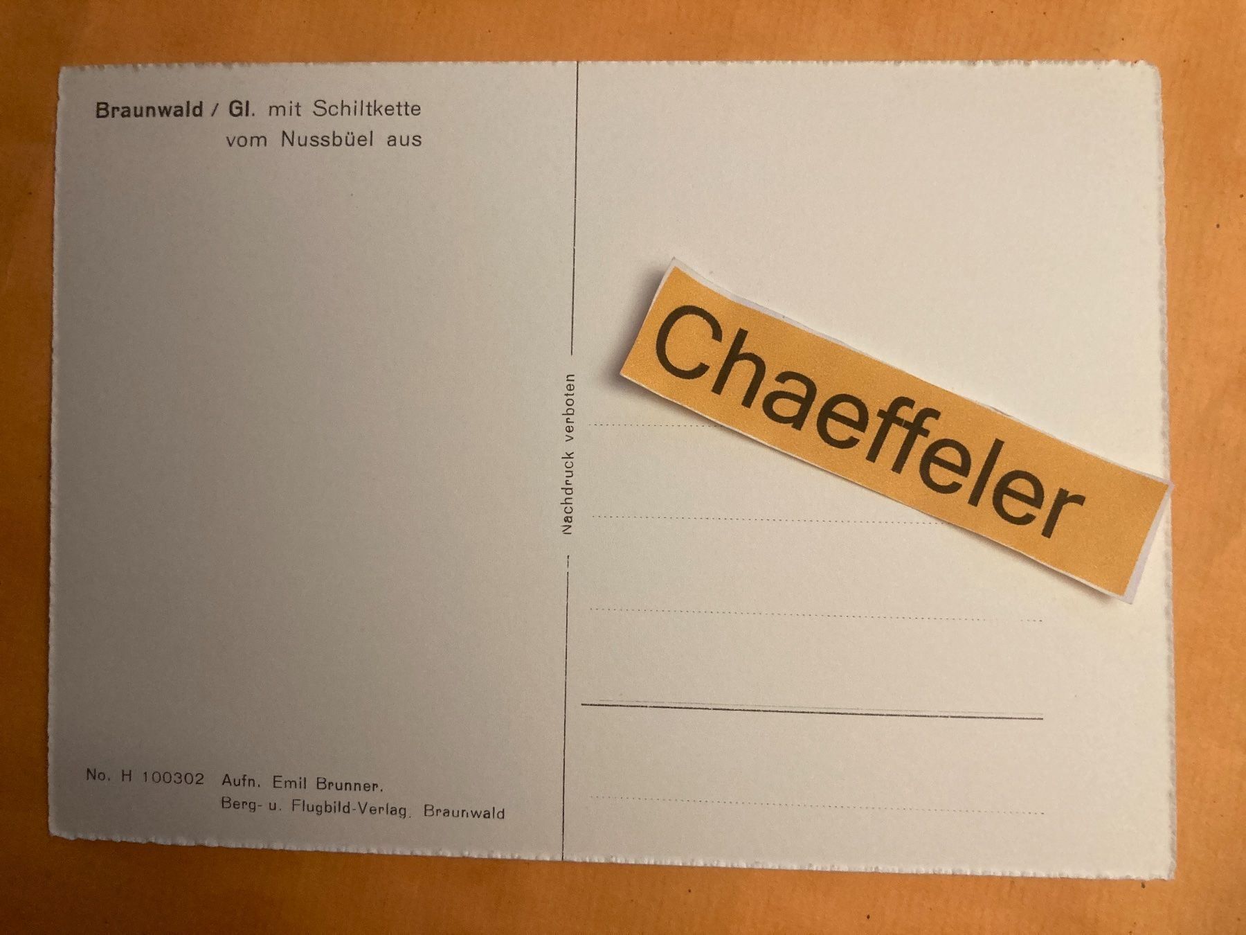 Cartoline postali: Braunwald / Glarus mit Schiltkette vom – Usato da Zürich venduto da Chaeffeler 1