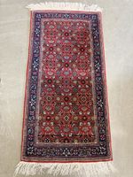 Indischer Nidjar Teppich, Rot/Blau, 1.31 x 0.67 m, Wolle