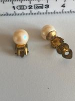 Vintage Ohrclips, Perle, goldenfarbig