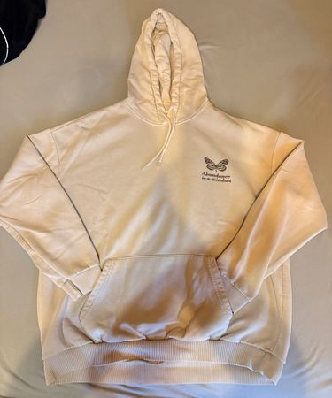 Sweat à capuche beige motif papillon taille L bon état