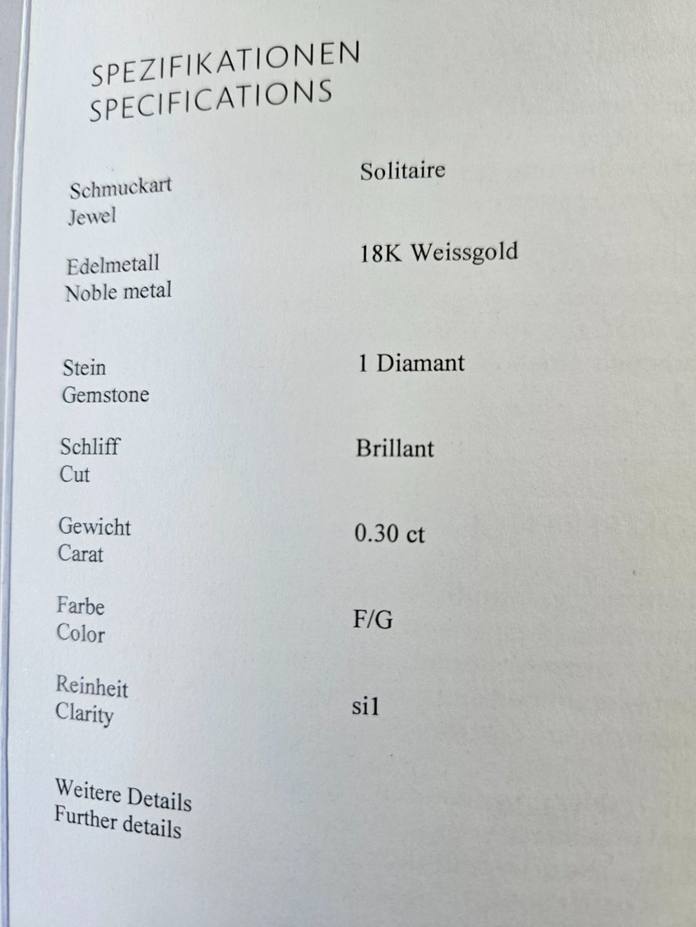 Bucherer Anelli: Solitär Weissgold – Usato da Adliswil venduto da Mnala 4