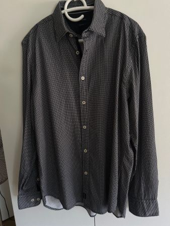 Langarm Hemd schwarz/weiss Regular Fit Marc O' Polo Gr. M