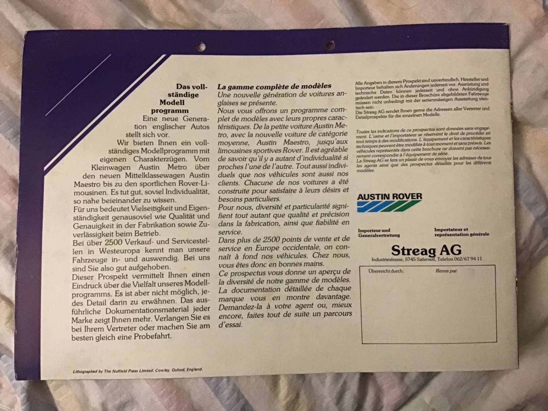 Austin Documenti: Austin Rover Programm Prospekt 1984 – Usato da Scherzingen venduto da Starseller62 6
