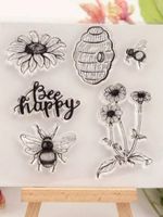 Silikonstempel Nr.575, Biene und Blumen, Bee happy