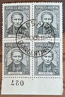 Argentina - 4er-Block gestempelt Louis Braile, 1935