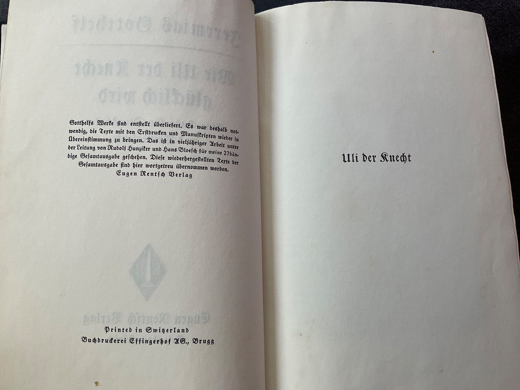 Libri: Jeremias Gotthelf: Uli der Knecht – Usato da Avenches venduto da Lactobacille 2
