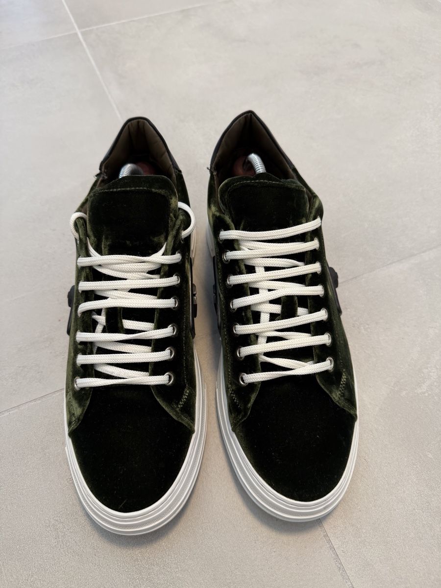 Philipp Plein Scarpe da uomo: Philipp Plein Samt Sneaker Gr.44 Olivgrün – Nuovo (secondo la descrizione) da Unterlunkhofen venduto da cgi99 1
