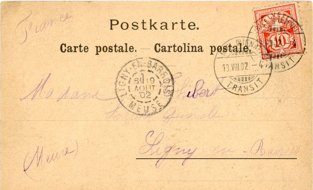 Cartoline postali: Bienne / Biel   BE       um  1 9 0 2 – Usato da Brig venduto da Valcards54 1