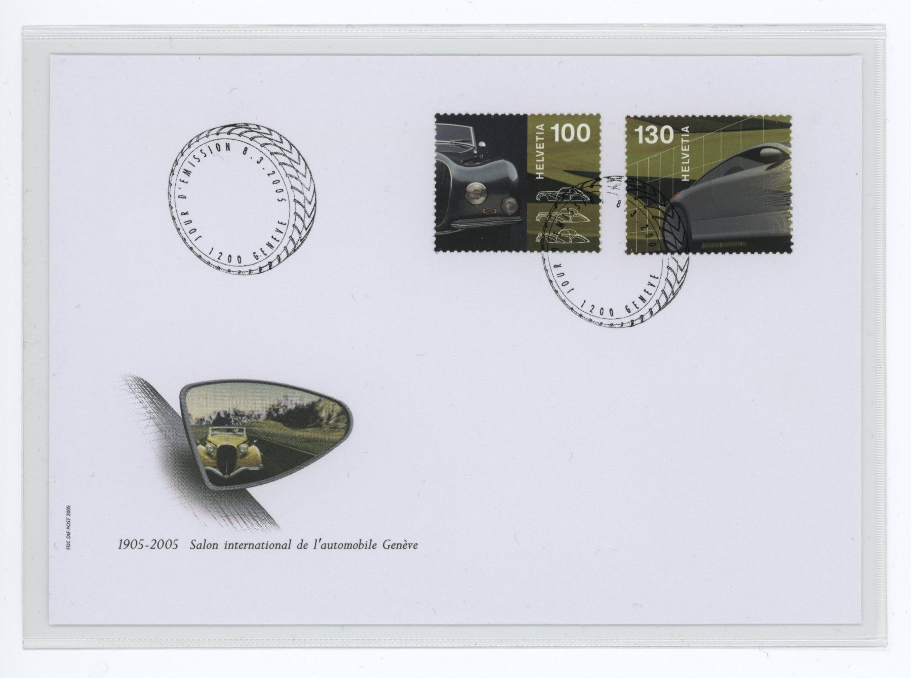 Tutti i francobolli: Sonderblock Autosalon 2005, FDC auf C6-Couvert – Usato da Utzigen venduto da sprint.007 1
