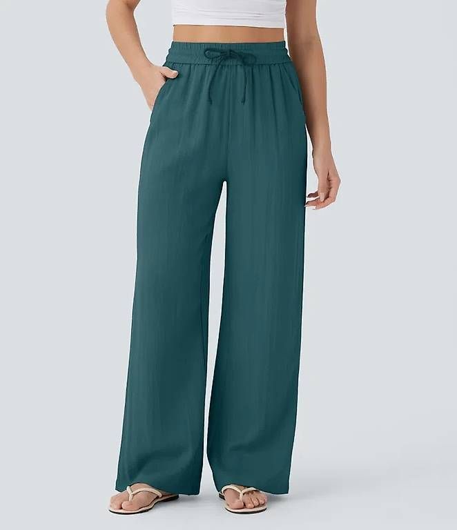 Pantalons: Petrol Farbe, lässige Hose mit Leinengefühl Grösse L – D'occasion à Suhr par Niba1982