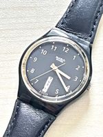 Swatch Herren Uhr, Schwarz Jahr 2000, Lederarmband. Top!