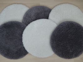 Runde kleine flauschige Teppiche 6 Stk. ca. 33cm Durchmesser