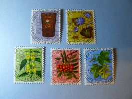 1975 Pro Juventute Zierpflanzen J252-256 ET Vollstempel