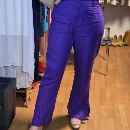 Lila Leinenhose 100% Leinen – Größe XL