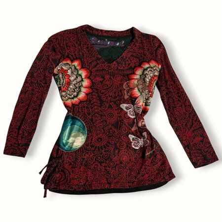 Roter gemusterter Desigual Pullover