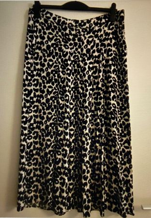 CAROLL Jupe léopard noir/blanc fendue cupro+viscose 42 NEUVE