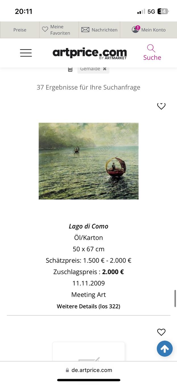 Dipinti: Ölgemälde Segelboote signiert G. CAVALLERI – Usato da Cham venduto da Chramschopf 5