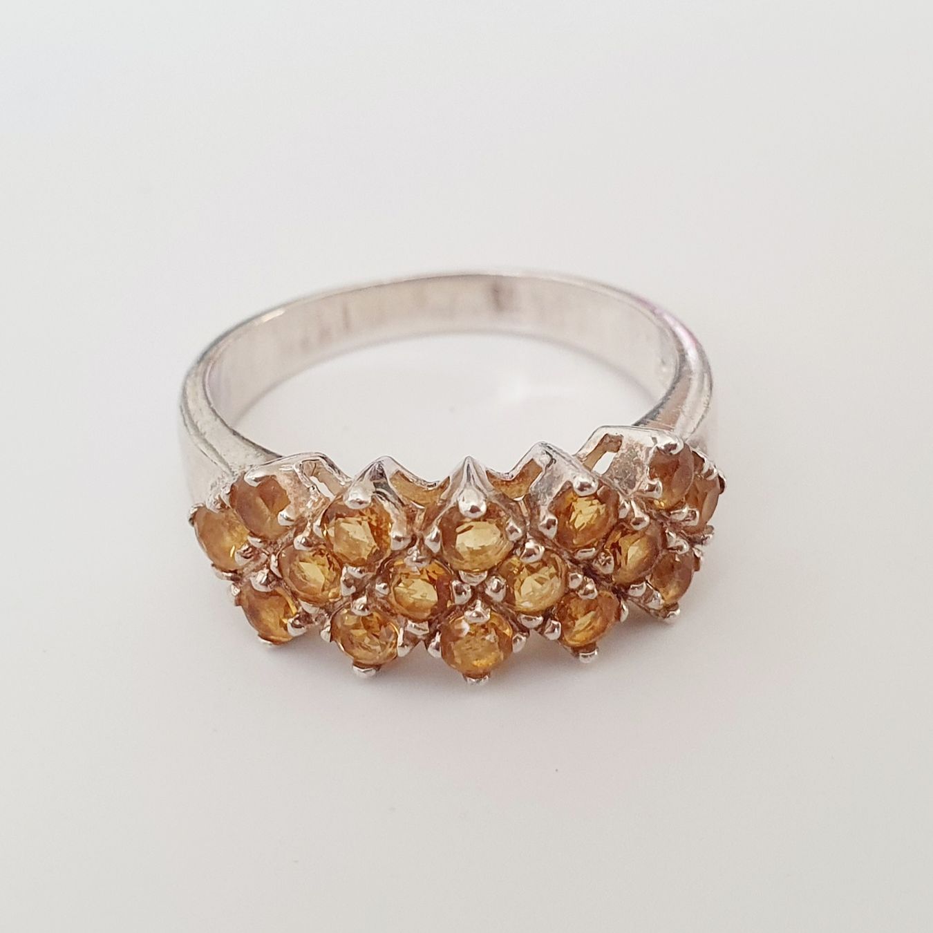 Anelli: Silber Ring 925 mit Citrin-Steinen, Grösse 19.4mm – Usato da Kreuzlingen venduto da Wunderkiste123 4