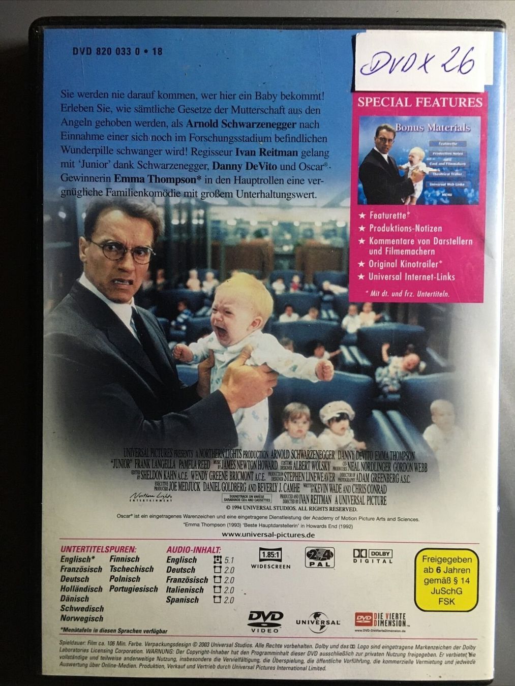 Alle DVDs: Junior    (De - Eng - Fr - It -Esp)                  ©'1994 – Gebraucht aus St. Gallen von elk2021 1