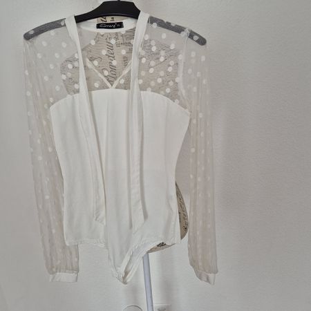 Damen Body Envy weiss gepunktet Netzstoff Grösse S neuwertig