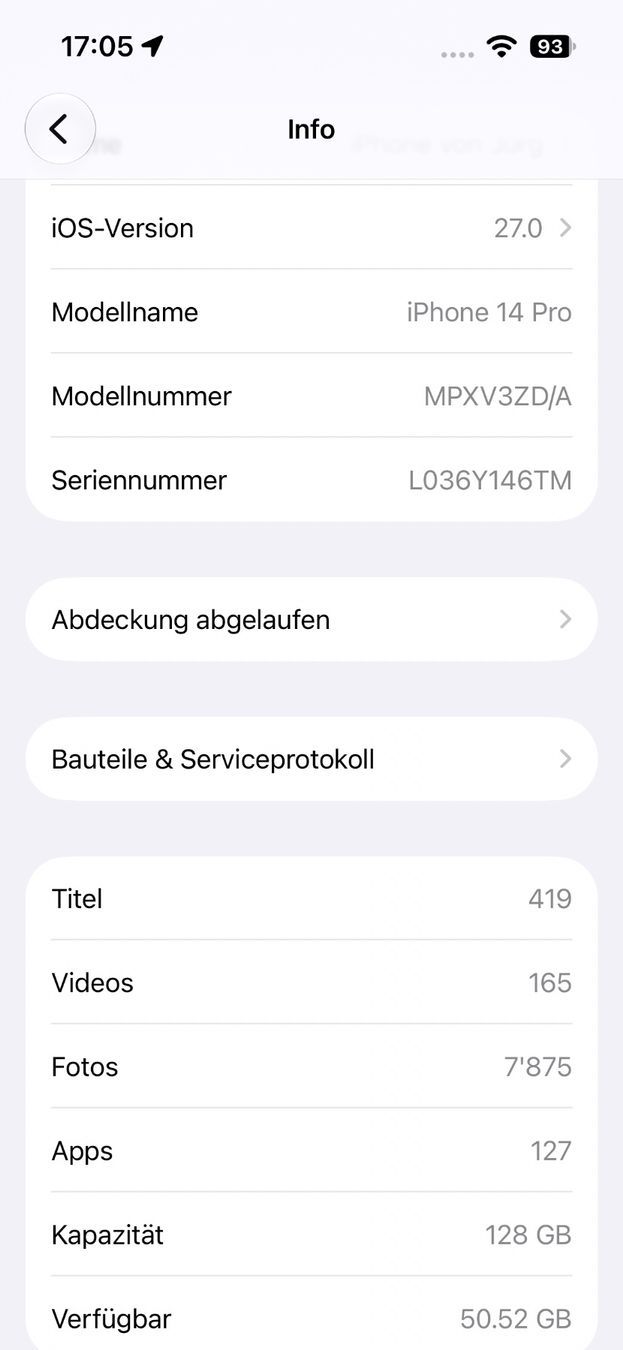 Apple Handys / Smartphones: Apple iPhone 14Pro/Space Black, 128GB + iPhone LightningDock – Gebraucht aus Bellikon von Elster0 3