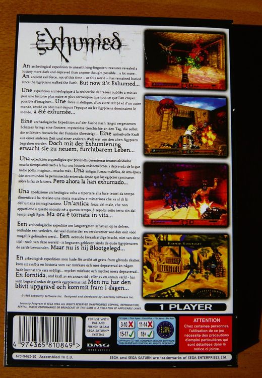 Jeu Sega Saturn Exhumed - Complet Avec Notice - Bon état