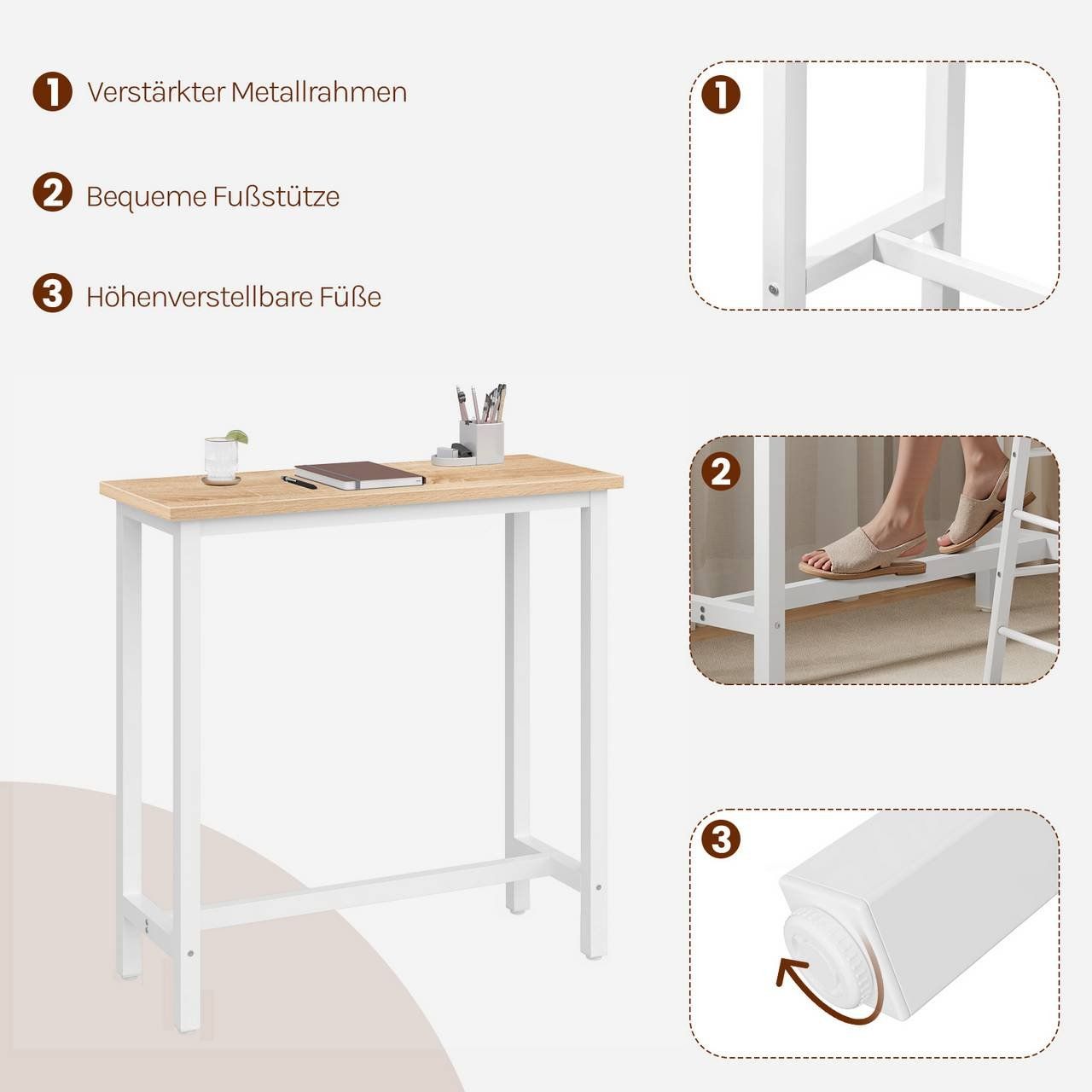 Tavoli: Bartisch Esstisch Bistrotisch Stehtisch Eiche Hell Weiss – Nuovo e nell'imballaggio originale da Kreuzlingen venduto da DealBlitz 4