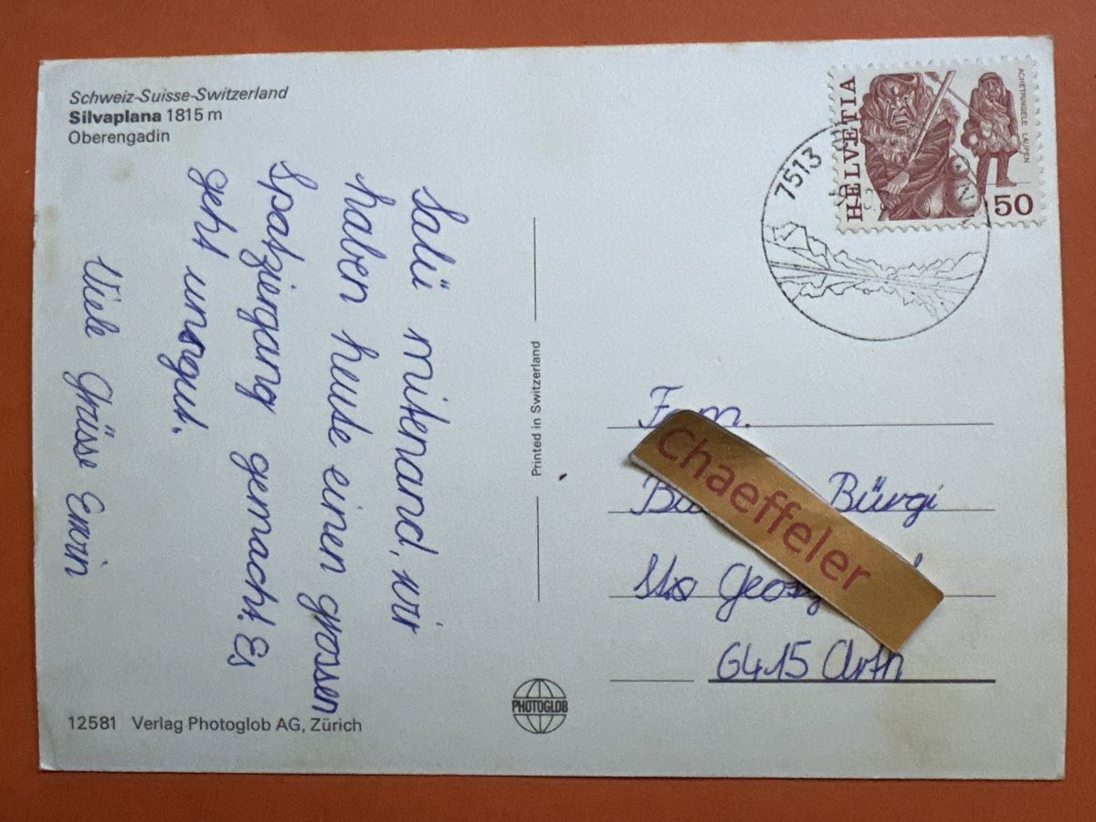 Cartoline postali: Silvaplana, Oberengadin. – Usato da Zürich venduto da Chaeffeler 1