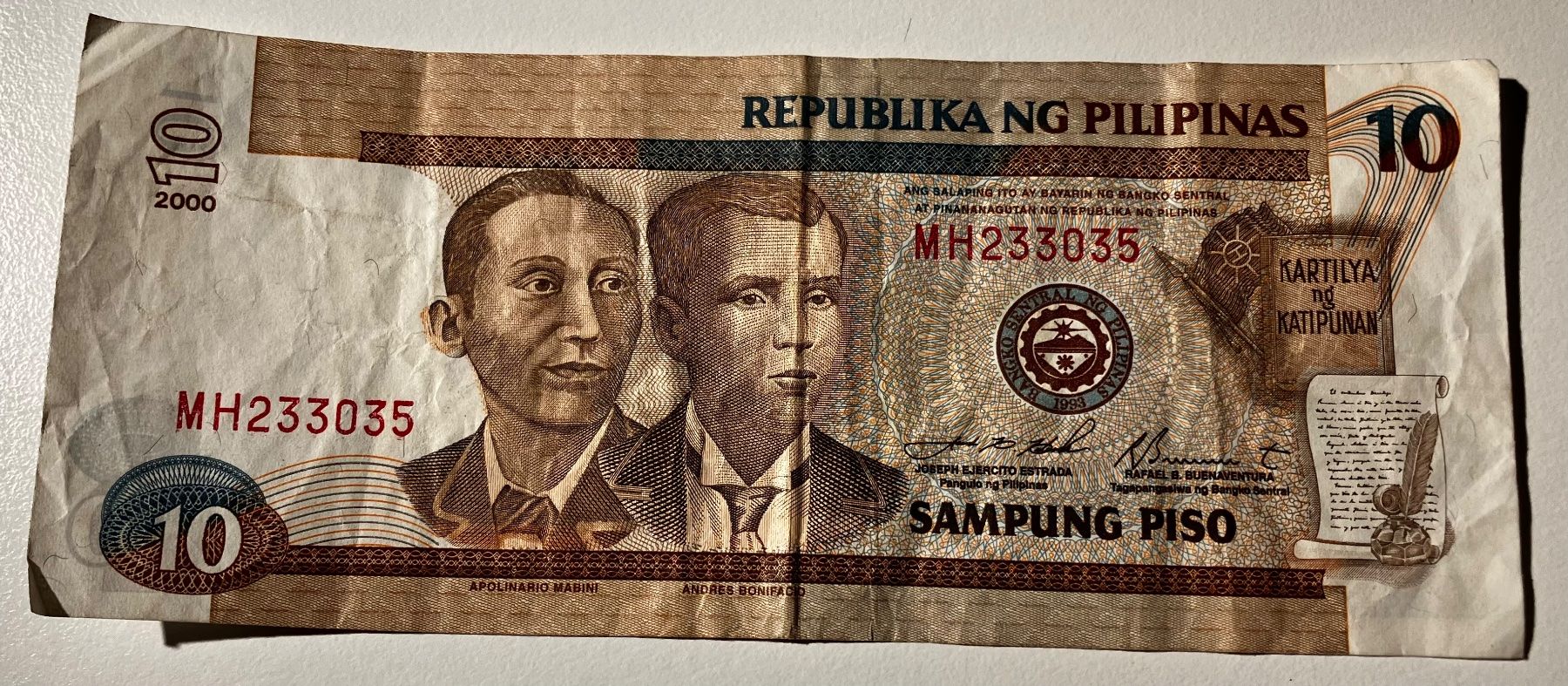 Billets de banque: Philippinen 10 Piso 2000 – D'occasion à Algetshausen par Carrhard