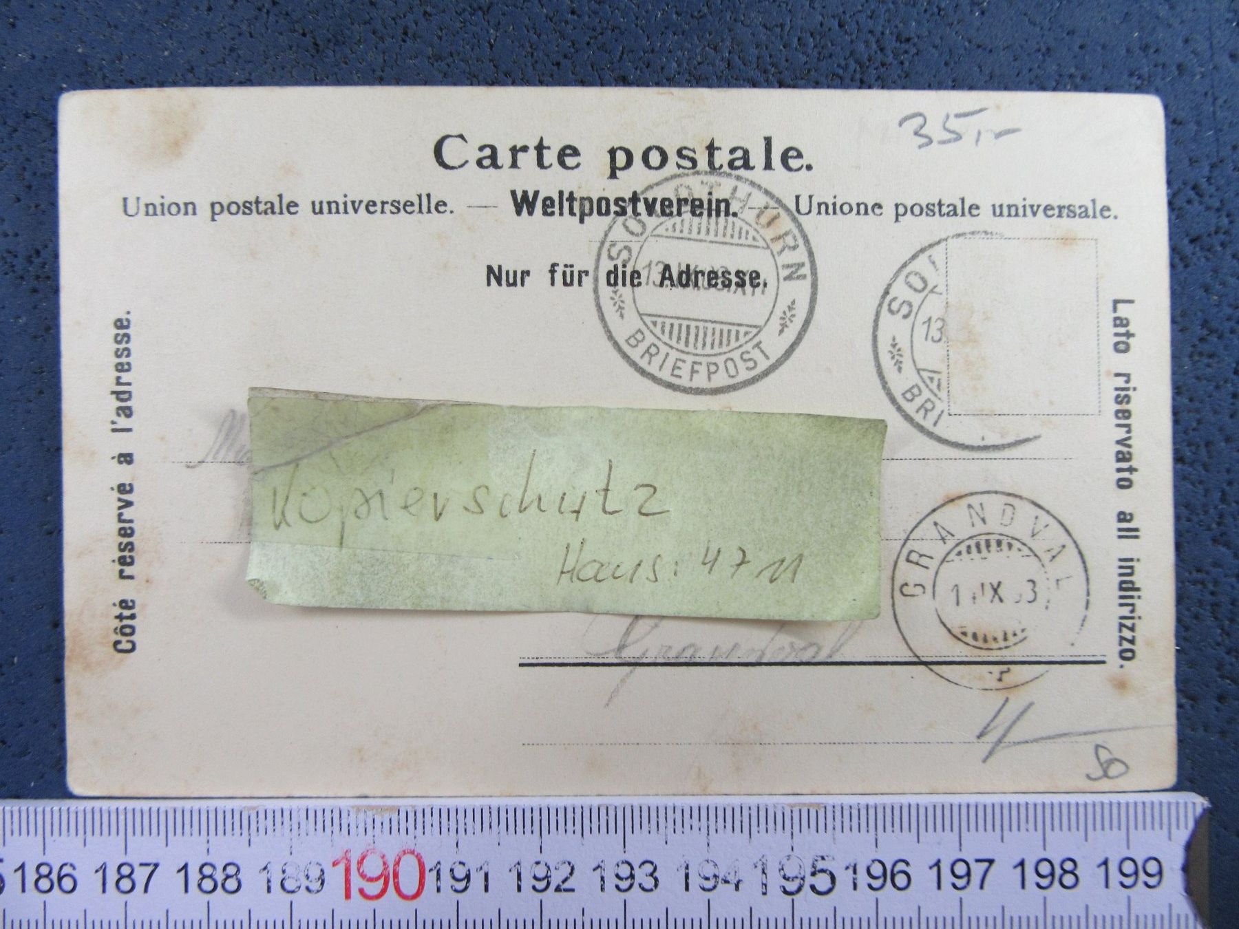 Cartoline postali: SOLOTHURN PLATZ STARK BELEBT 1903 SO AK FLECKIG – Usato da Ettingen venduto da Hausi4711 2