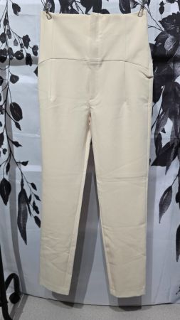 Zara High-Waist Stoffhose - XS - Creme / Off-White