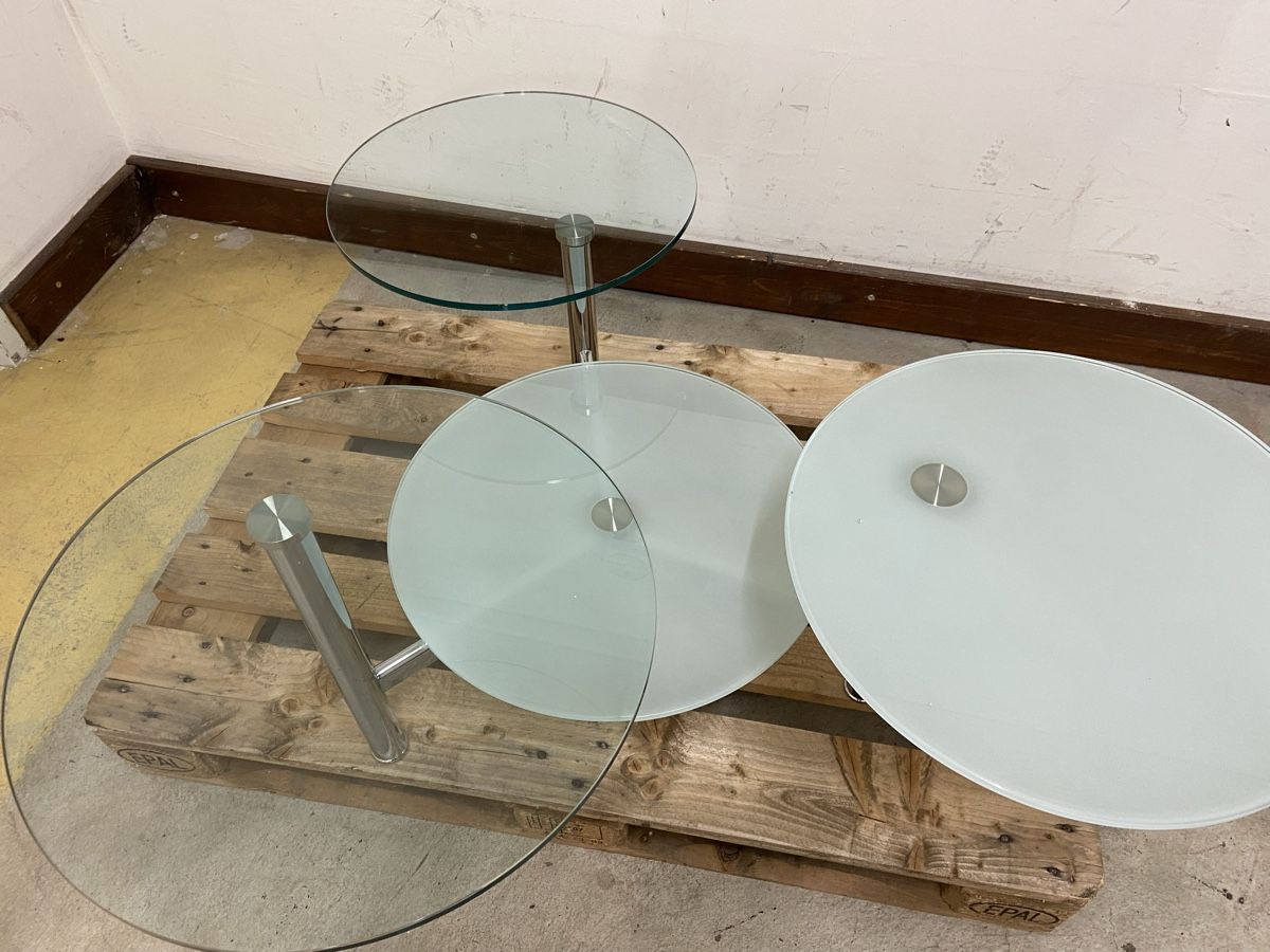 Tavoli: Glas-Satztisch, 3er Set, Chromgestell! – Usato da Dietikon venduto da brocki-eyra 1