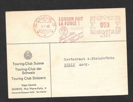 Firmenfreistempel Touring Club Schweiz Genève 1.5.1942