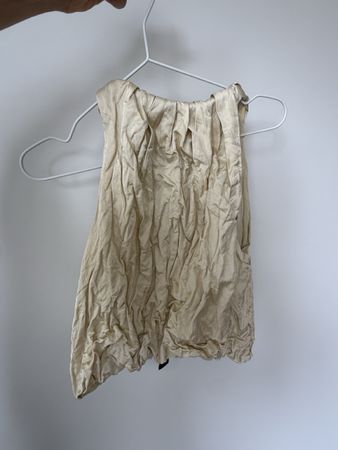 Sleeveless blouse Mango yellowbeige/ pleated design used