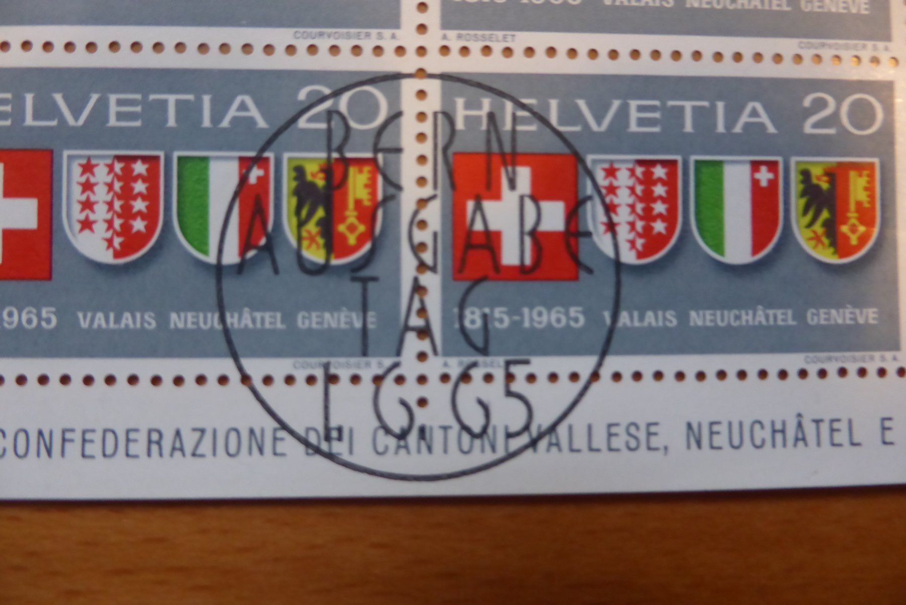 Alle Briefmarken: CH - Briefmarkenbogen - Eintritt Eiggenossenschaft 1965 – Neu (gemäss Beschreibung) aus Brunnadern von lesezirkel 1