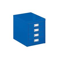 Schubladenschrank DIN A4, 4 Schubladen, 330 mm hoch, blau