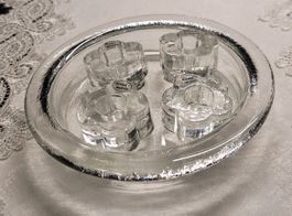 Schale Hergiswiler-Glas mit Kerzenhalter
