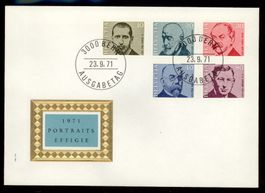 1971, FDC, Porträtmarken (Nr. 498–502)