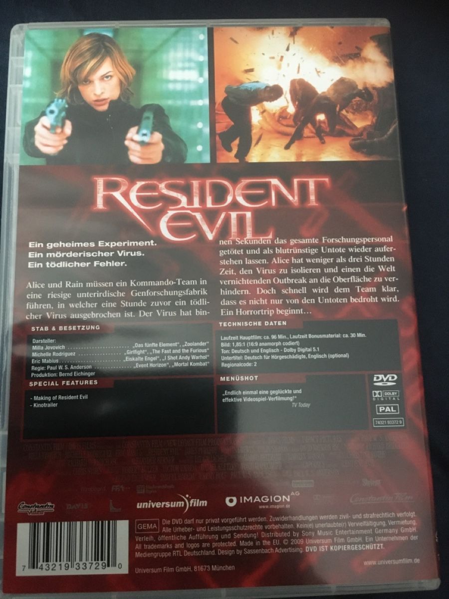 Tutti i DVDs: Resident Evil dvd top Zustand – Usato da Seengen venduto da Predator86 1