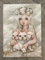 AK mit Kunst von Camilla d' Errico / Mädchen mit Hunde