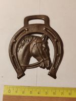 Deko Hufeisen mit Pferdekopf aus Messing gebraucht