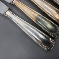 6 Tafelmesser versilbert Steakmesser Dreiklang