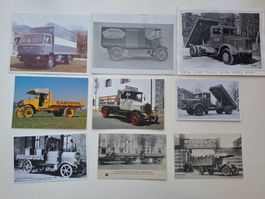 Set mit 9 Fotos und AK Lastwagen