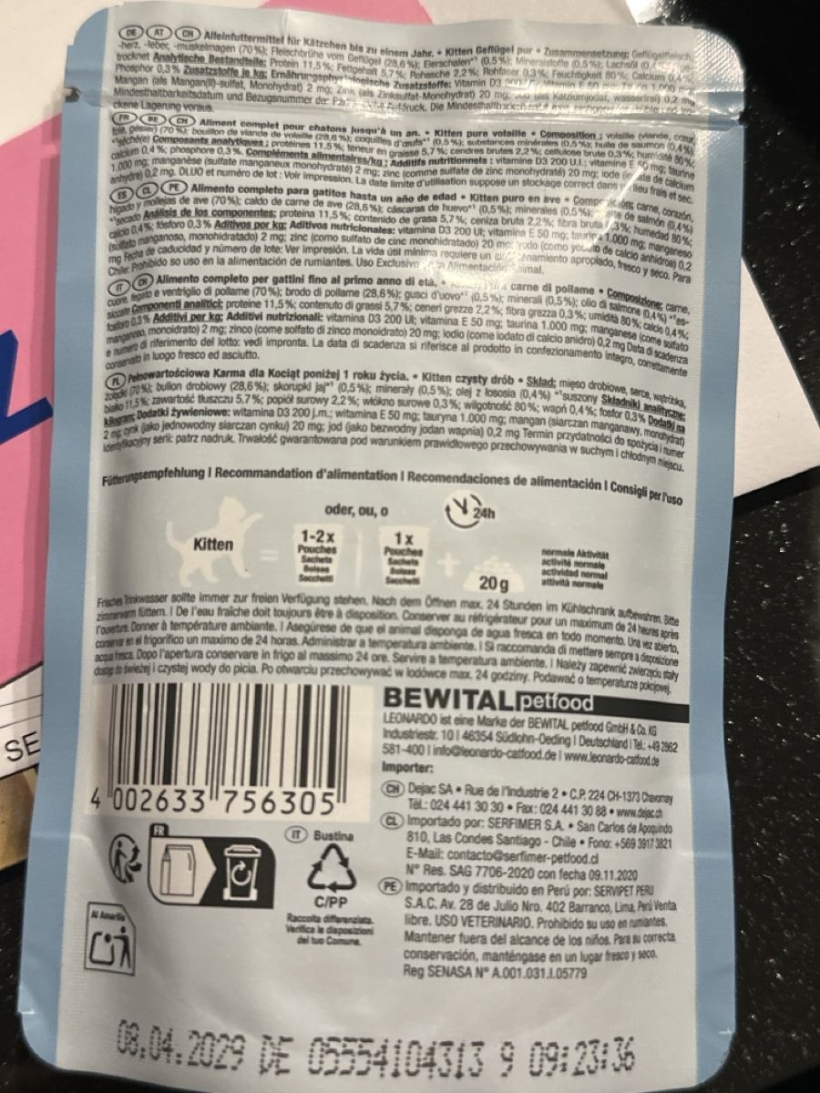 Mangimi: Leonardo Katzenfutter Kitten Geflügel  – Nuovo e nell'imballaggio originale da Wynau venduto da xRahelx 2