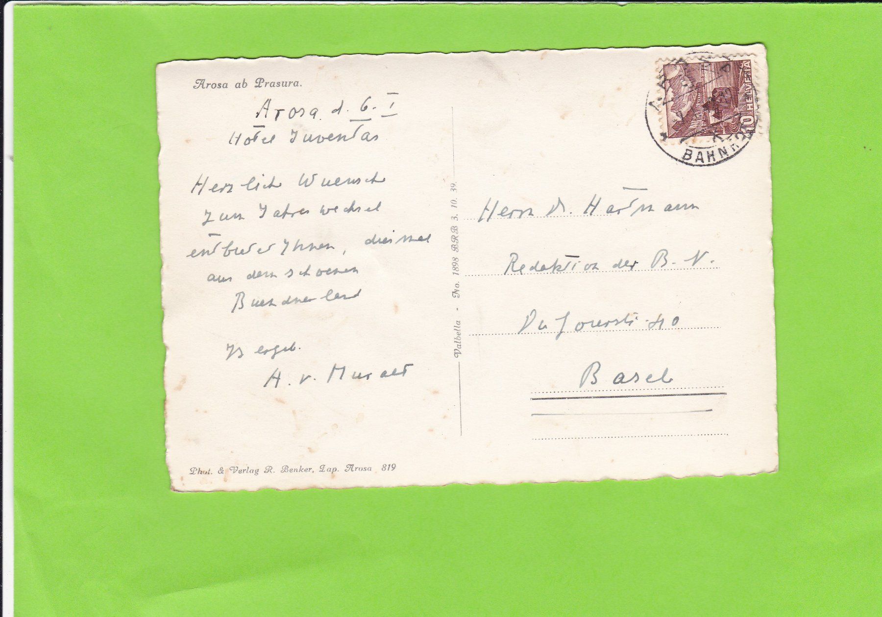 Cartoline postali: Arosa ab Prasura – Usato da St. Peterzell venduto da neckertal 1