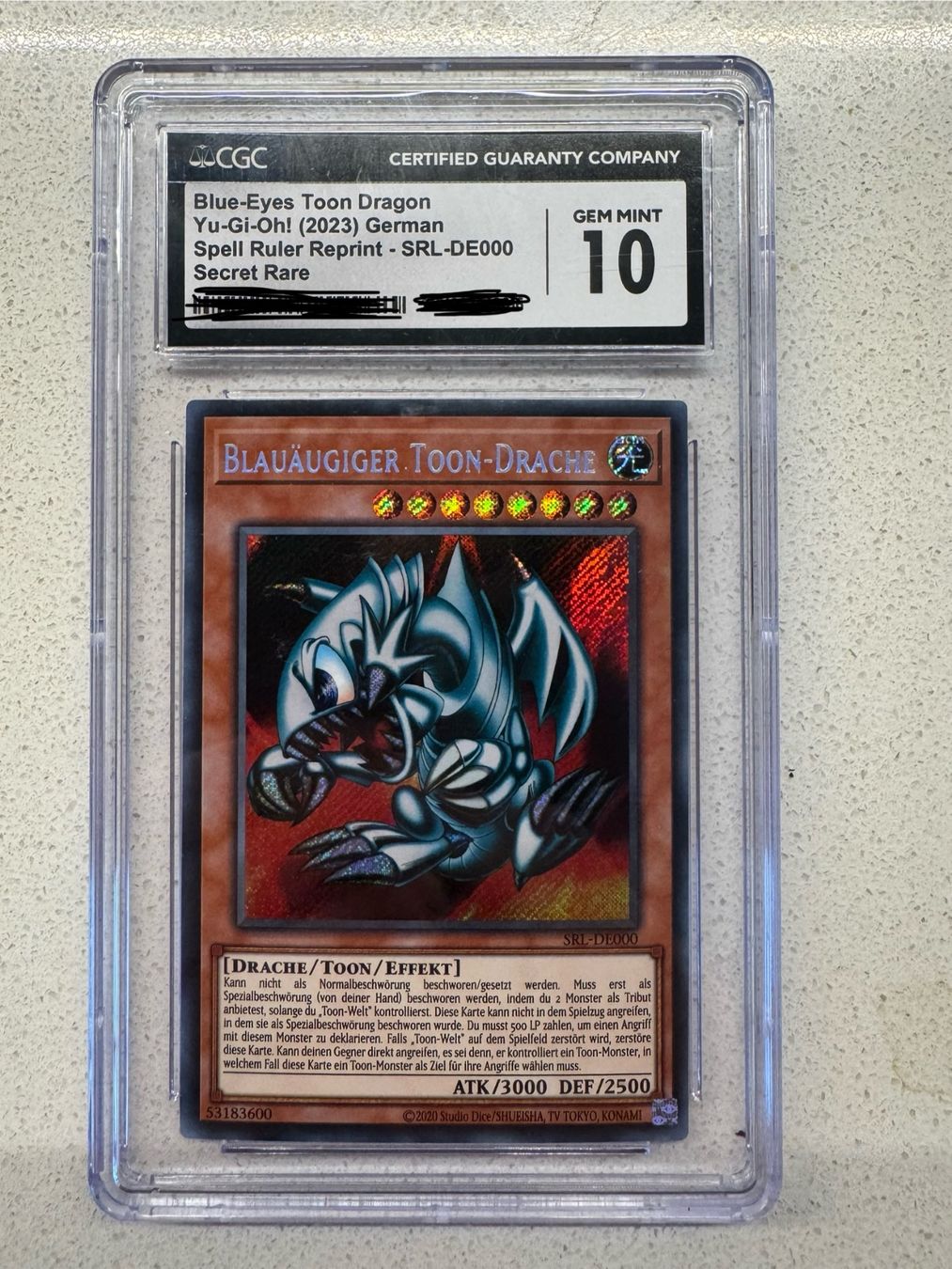 Carte Réplique Yu-Gi-Oh! Blue Eyes Toon Dragon En Métal Plaqué Or 24 Carats – Édition Limitée Numérotée à 5000 Exemplaires – Collectionneur