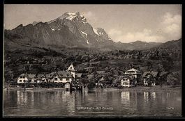 AK Hergiswil, Ortsansicht mit Pilatus