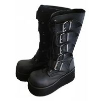 Stiefel schwarz Plateau Schnallen Damen Grösse unbekannt